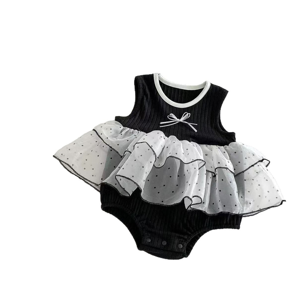 Summerk-style bag butt skirt for girls, k-style flower bud vest skirt for baby girls, summer puffy skirt, western style little black dress