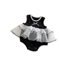 Summerk-style bag butt skirt for girls, k-style flower bud vest skirt for baby girls, summer puffy skirt, western style little black dress