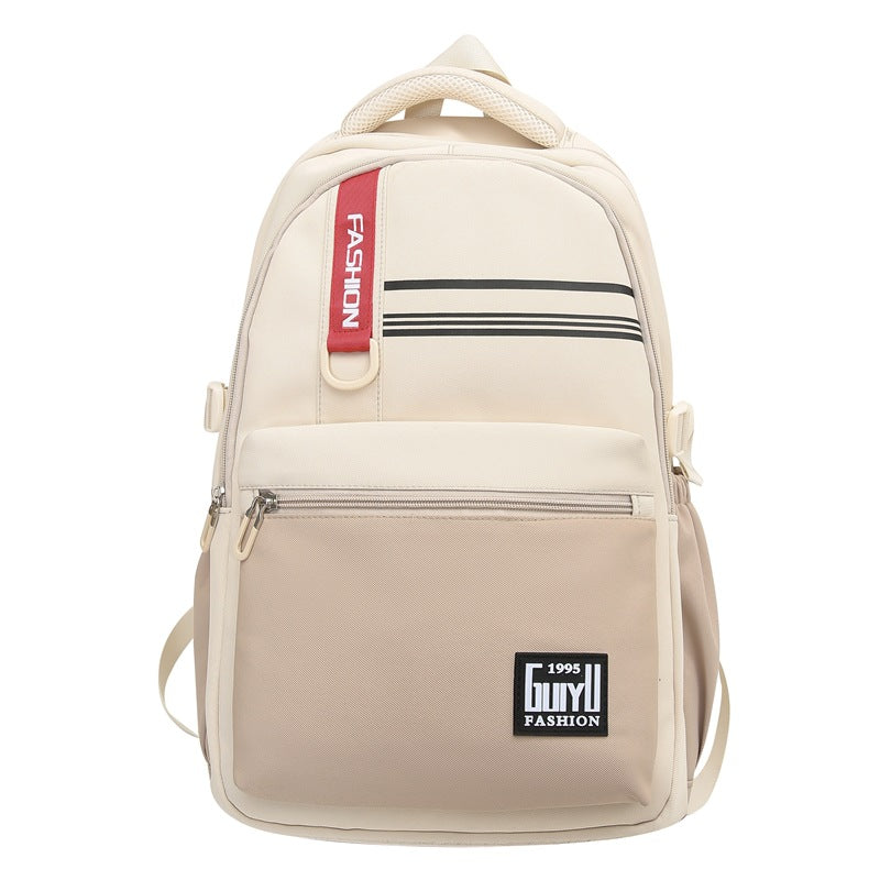 School bag, new, junior high school students, high school students, large-capacity burden reduction, lightweight backpack, simple texture backpack