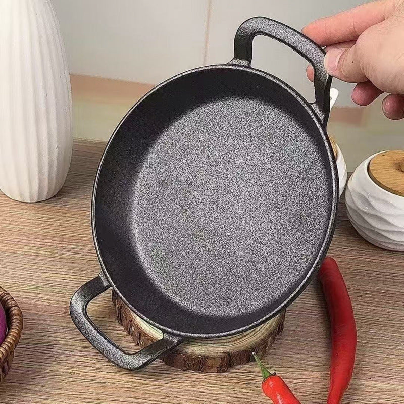Commercial Teppanyaki Beef Plate Korean Barbecue Cast Iron Barbecue Plate Steak Plate Round Fried Steak Thickened Disc