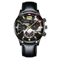 Men's cross-border fashion watch - date, six-hand, leather strap, quartz movement, luminous sports wristwatch - wholesale gold