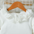 European and american autumn new girls' outfit: off-the-shoulder lace-trimmed long-sleeve top + asymmetrical skirt-pants two-piece set