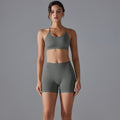 European and american seamless criss-cross back yoga outfit - breathable, quick-drying, compression crop top activewear set for running and fitness