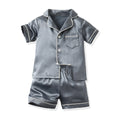 Boys' imitation ice silk pajamas - new summer collection for cross-border e-commerce, kids' short-sleeve loungewear, trendy summer air conditioning clothing for boys