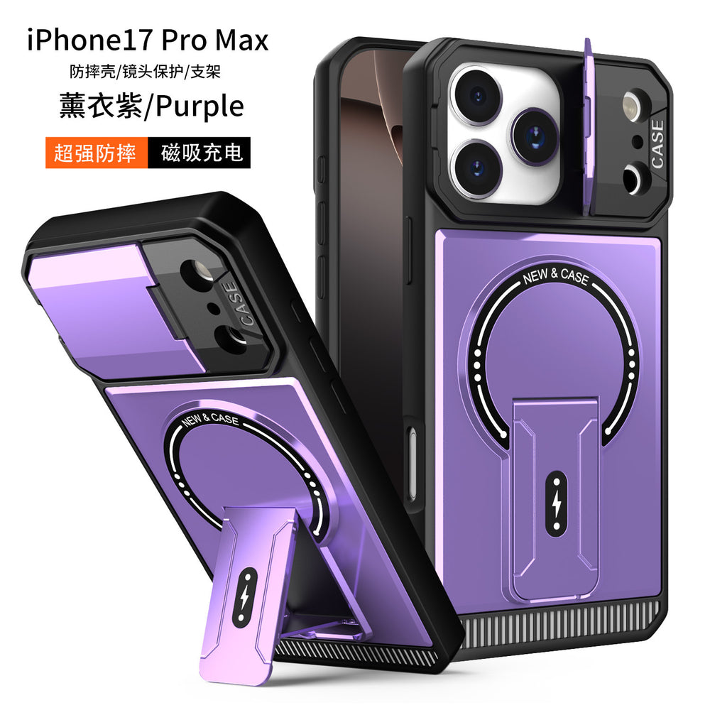 Suitable for iphone17promax mecha magnetic holder mobile phone case apple 16 anti-fall armor mobile phone lens case