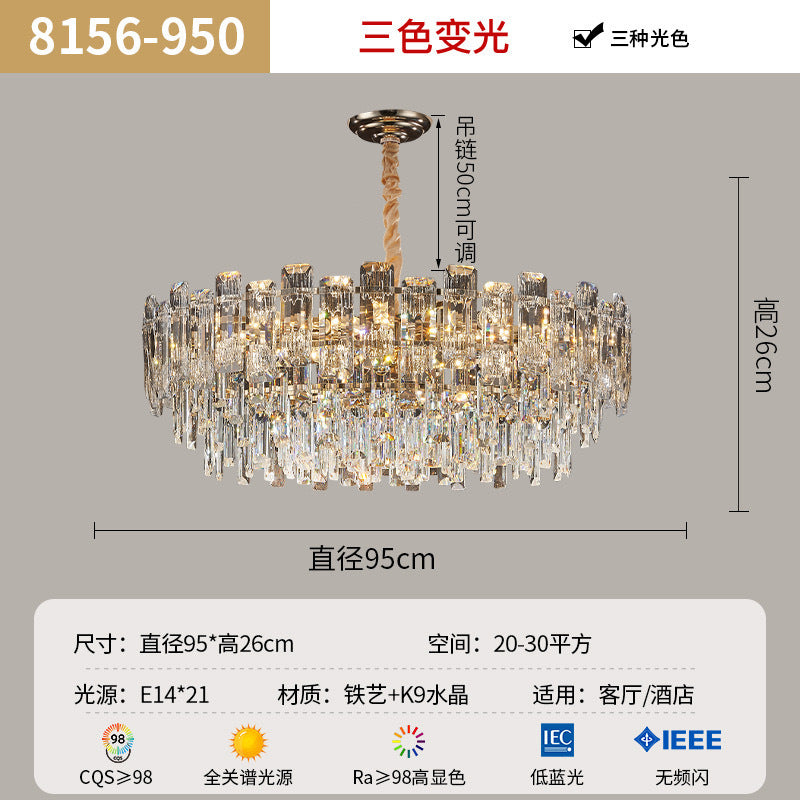 2025 new living room main lamp crystal lamp light luxury post-modern simple restaurant lighting Internet celebrity European chandelier