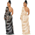 X5622   fashion sexy nightclub rhinestone single long sleeve asymmetrical slit maxi dress