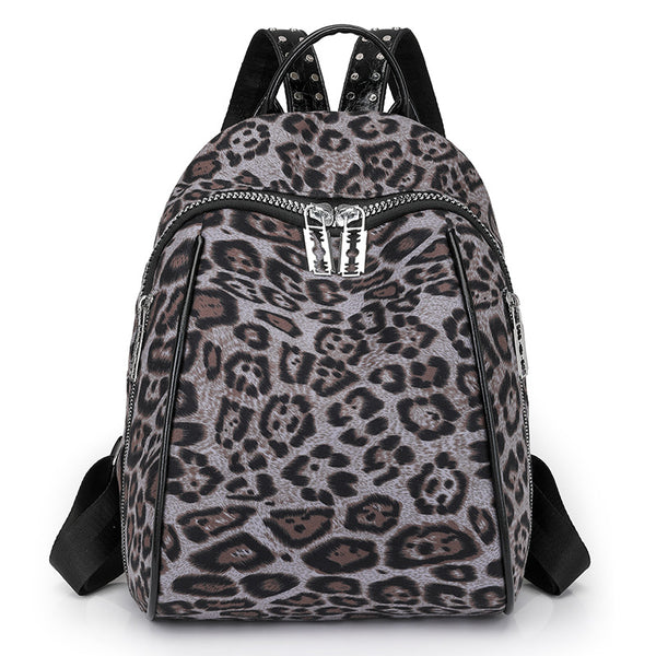 Trendy fashion design personalized leopard print bag women's autumn and winter new backpack women's casual versatile student schoolbag