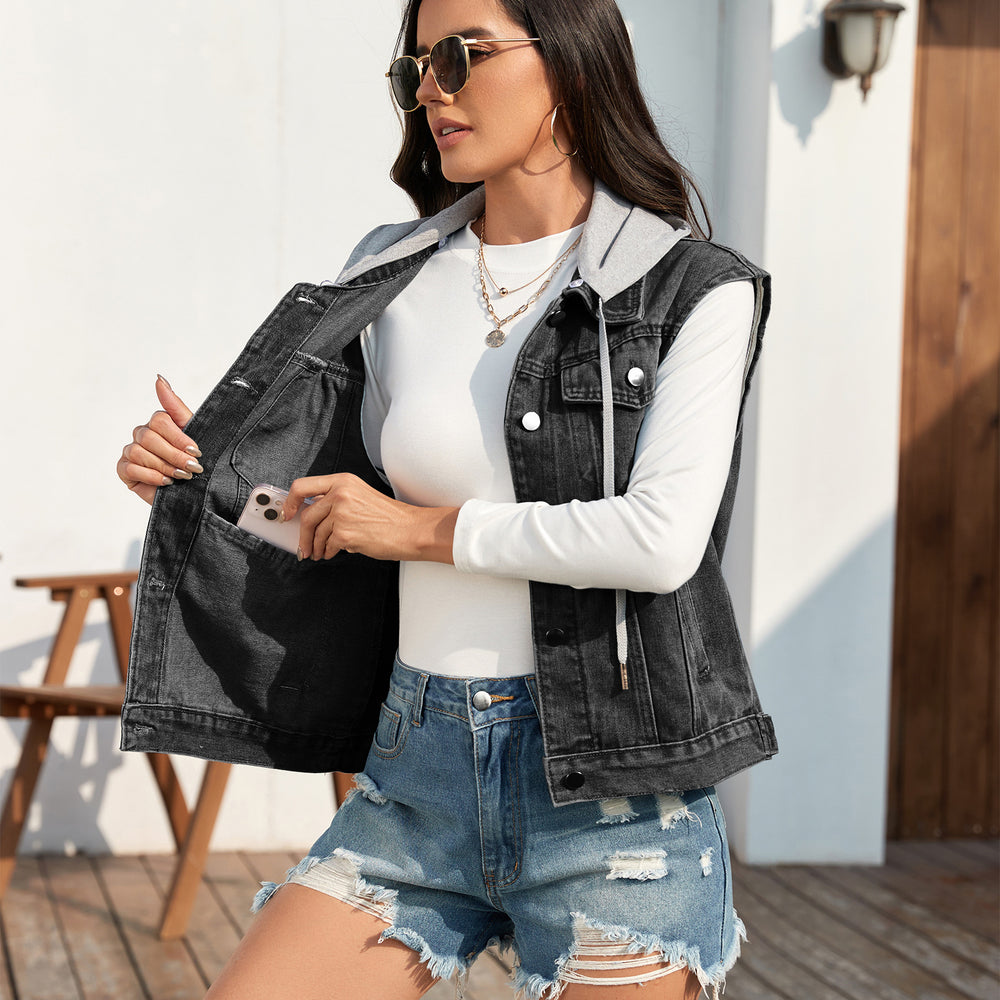 Fashion cross-border export independent station  new washed classic style denim vest waistcoat tops for women