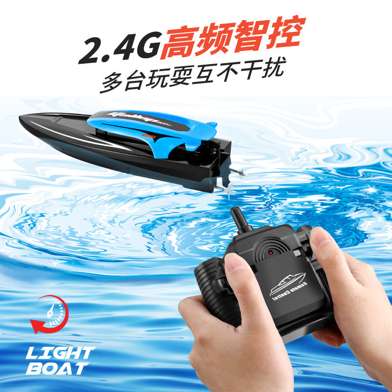 summer 816 remote control boat with led color-changing lights, 2.4g remote control high-speed speedboat racing airboat water toy