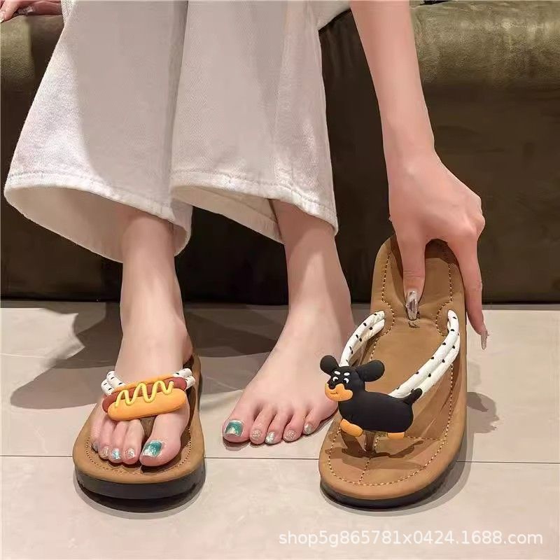 Flip-flops for women summernew arrival beach popularins hot dog outwear vacation flip-flops cute plaidflats slippers