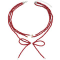 European and american cross-border red beaded bow necklace - luxury, unique design, stackable heart pearl jewelry necklace