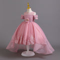 European and american new children's formal dress wedding lace train princess dress girls' piano performance dress girl dress