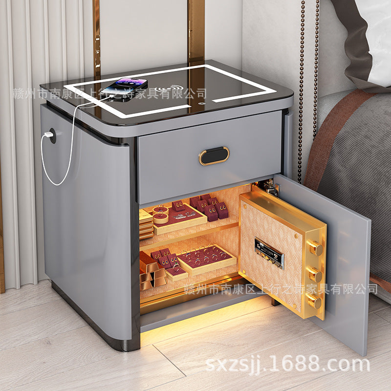 Smart home bedside table safe - all-in-one multifunctional wireless charging safe for bedroom bedside storage