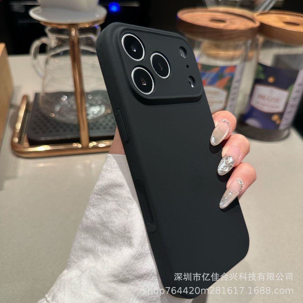 Suitable for apple 17promax fine hole liquid silicone mobile phone case 15iphone16 pure color anti-fall integrated buttons
