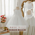 white lace evening dress high-end backless princess dress birthday party prom puffy gauze skirt girl performance