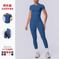 Seamless cross-border yoga set: shaping short-sleeve top & high-waisted butt-lifting leggings - perfect for running and fitness