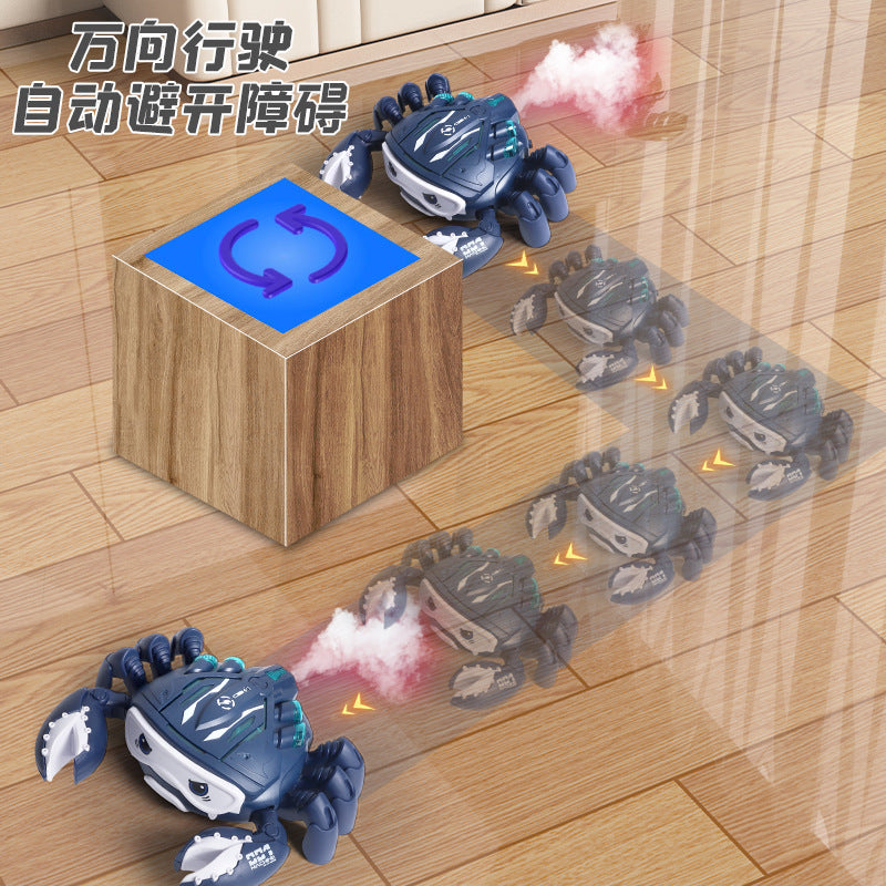 New electric universal wheel mechanical crab with lights, spray function, realistic crawling crab animal, children's electric toy