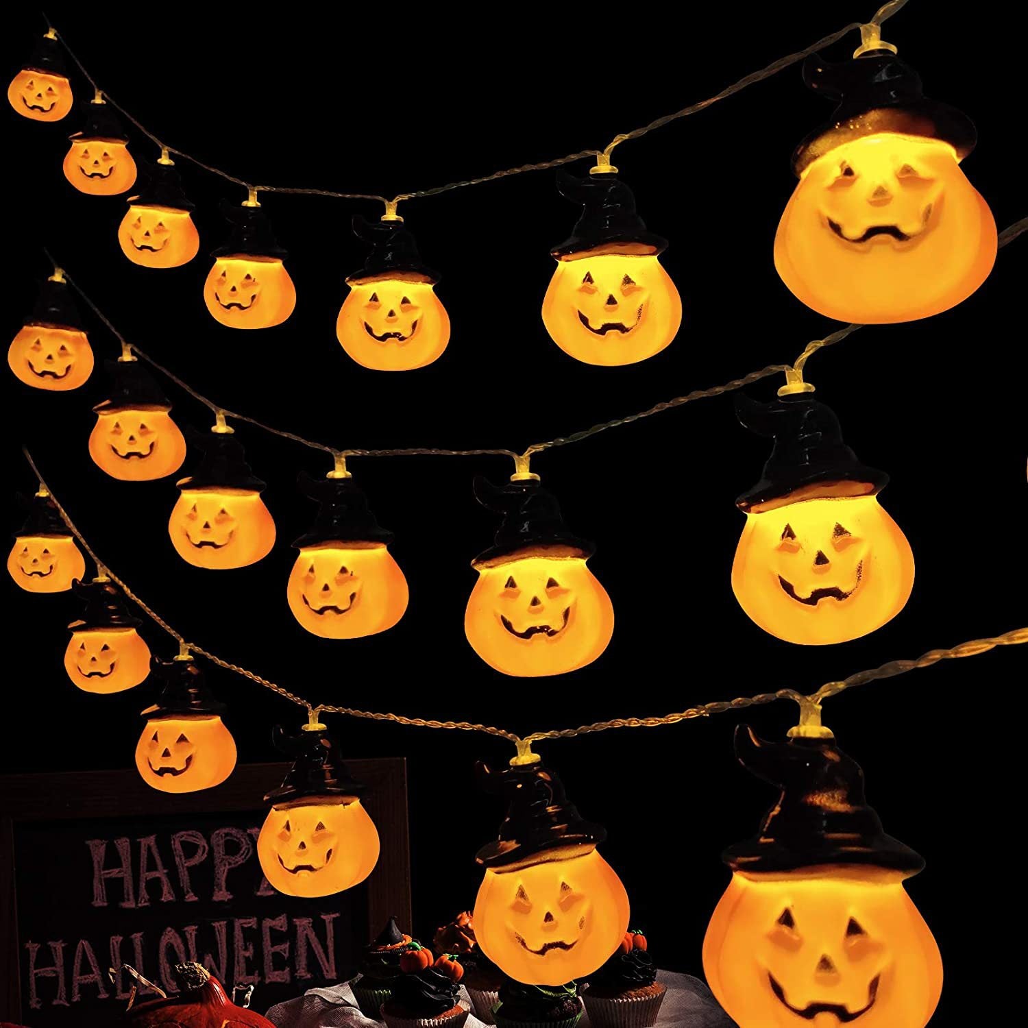 New Halloween light string skull ghost horror decorative lights ghost festival atmosphere small lights battery box pumpkin lights
