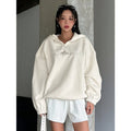 Pure colorletterembroiderprintinghooded sweatshirtloose lazy style stand collar with zipperfashion cross-borderautumnew arrival