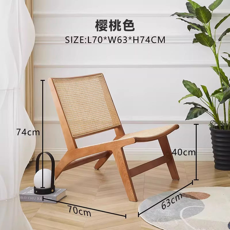 Scandinavian solid wood rope lounge chair single sofa chair b&b hotel lazy chair balcony casual saddle chair reading chair