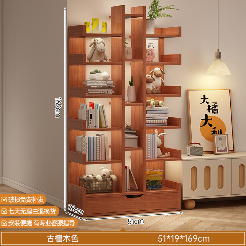 Simple small bookshelf, floor-to-ceiling shelf, integrated wall storage rack, living room office display rack, table side storage narrow cabinet