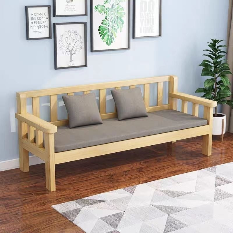 Solid wood sofa - modern minimalist style for small apartments, european-style balcony, bedroom, living room - 3-seater, 4-seater, backrest bench sofa chair