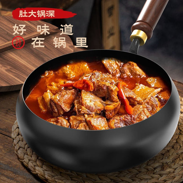 Manufacturer authentic Zhangqiu handmade iron pot big belly pot official flagship store wok household uncoated non-stick wok