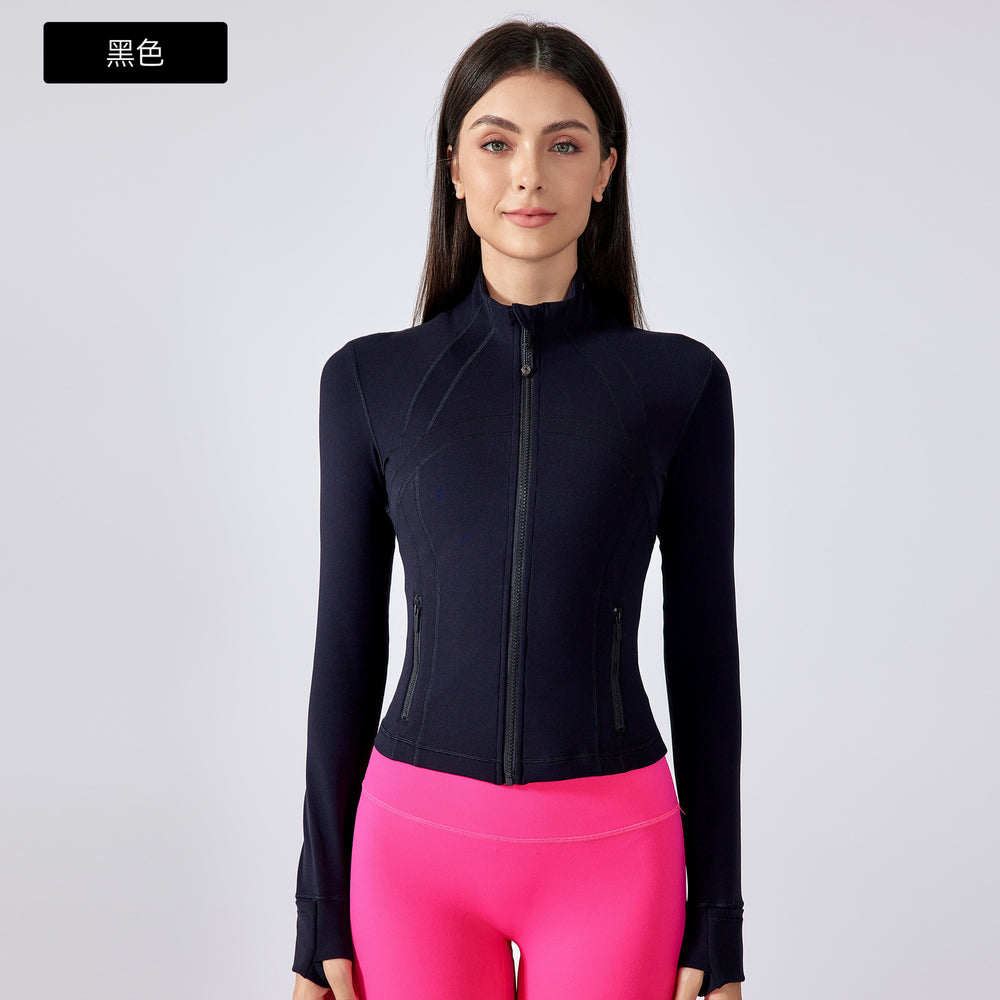 Short stand collar yoga jacket women's slim fit workout outfit outdoor running sports cardigan daw177