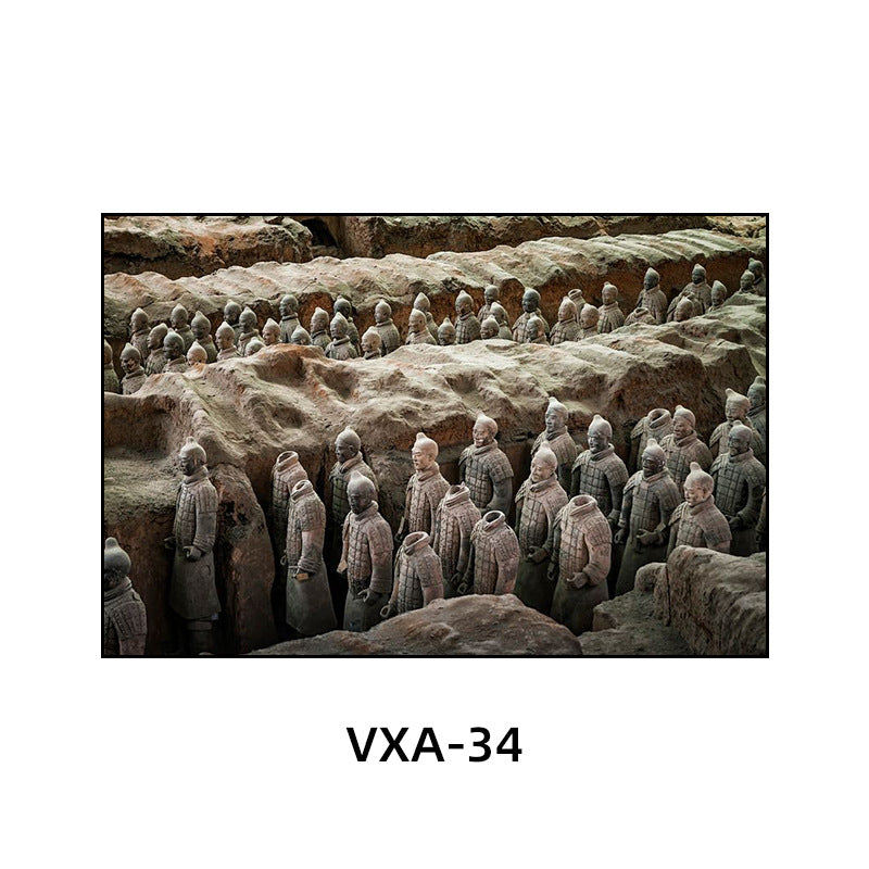 陕西装饰画西安长安古城风景建筑面馆挂画美食餐厅饭店包厢壁画