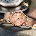 New fashion cross-border heart mesh strap quartz watch student rose gold heart diamond ladies watch wholesale silver