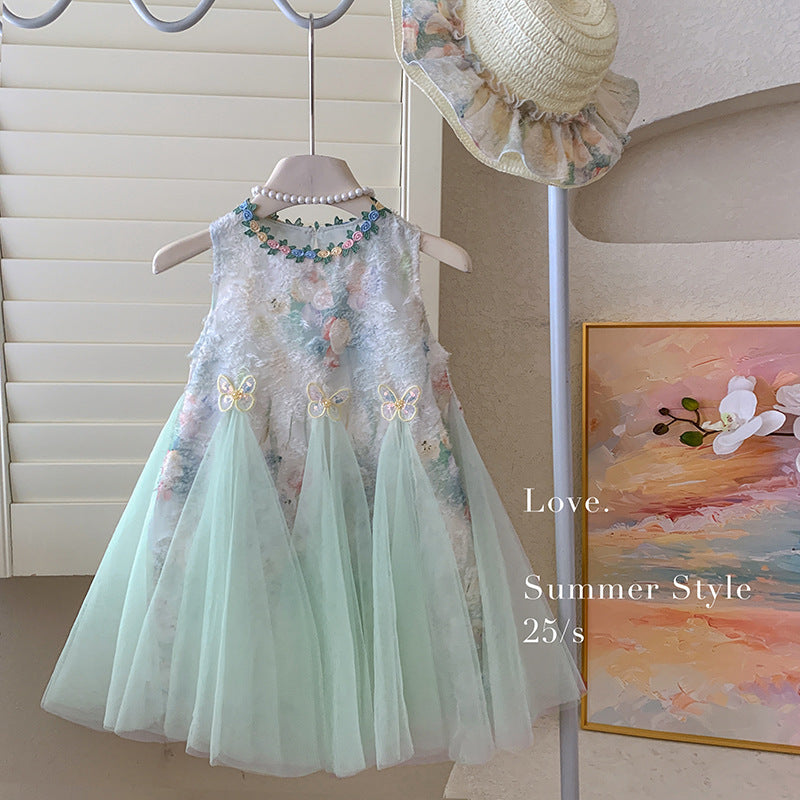 Girls' summer dress  new style tank dress kids' vacation dress baby girl stunning puffy princess dress