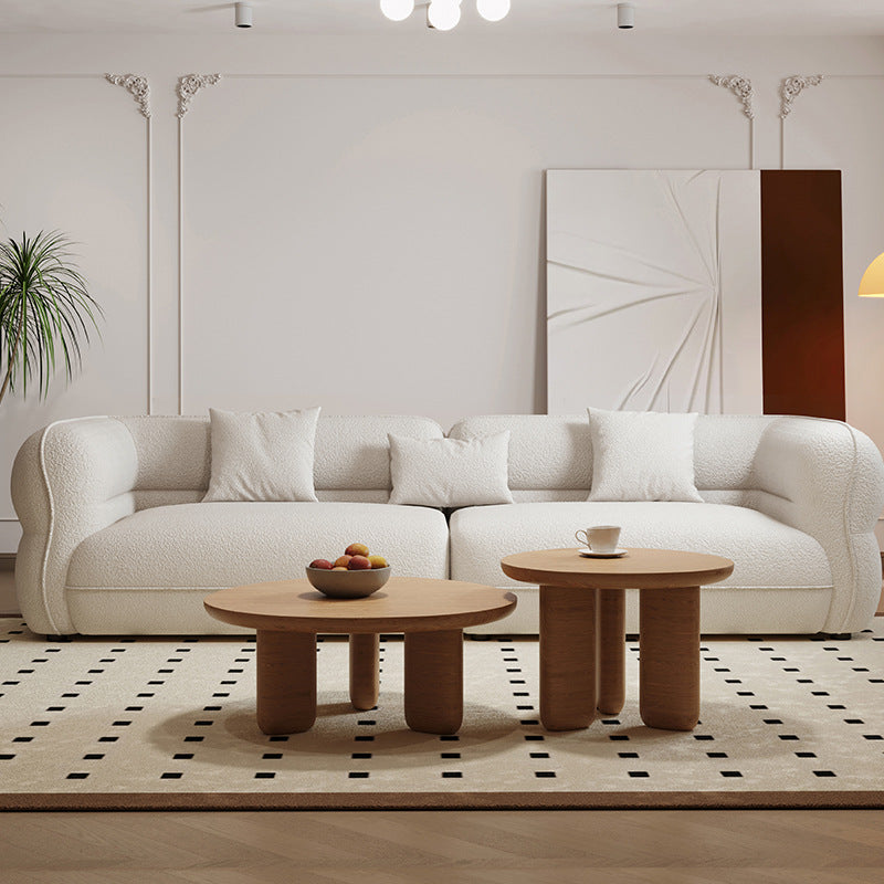 French cream wave bobo ball sofa small apartment living room designer popular curved corner teddy velvet sofa