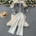 Xiaoxiangfengsuitfemale autumn winterfashion maze return pattern knittingcardiganoutwear with vest + pants
