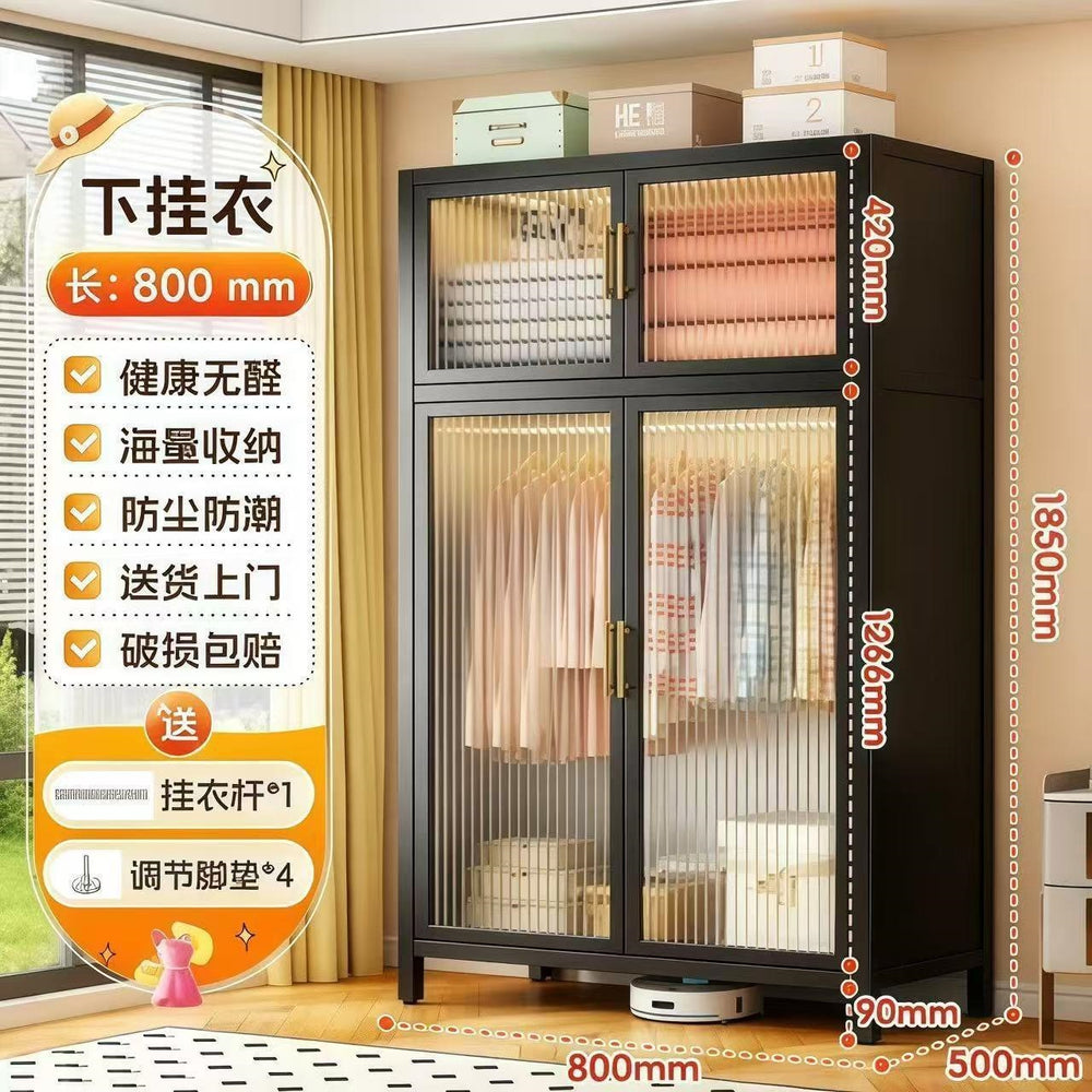 Large capacity steel wardrobe bedroom for home wardrobe rental metal floor standing clothes rack simple assembly storage cabinet