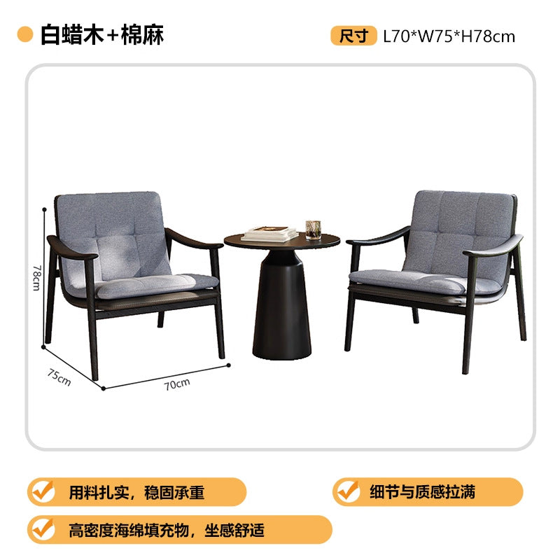 Italian normcore designer single chair finn ash wood living room balcony negotiation leather single sofa casual chair