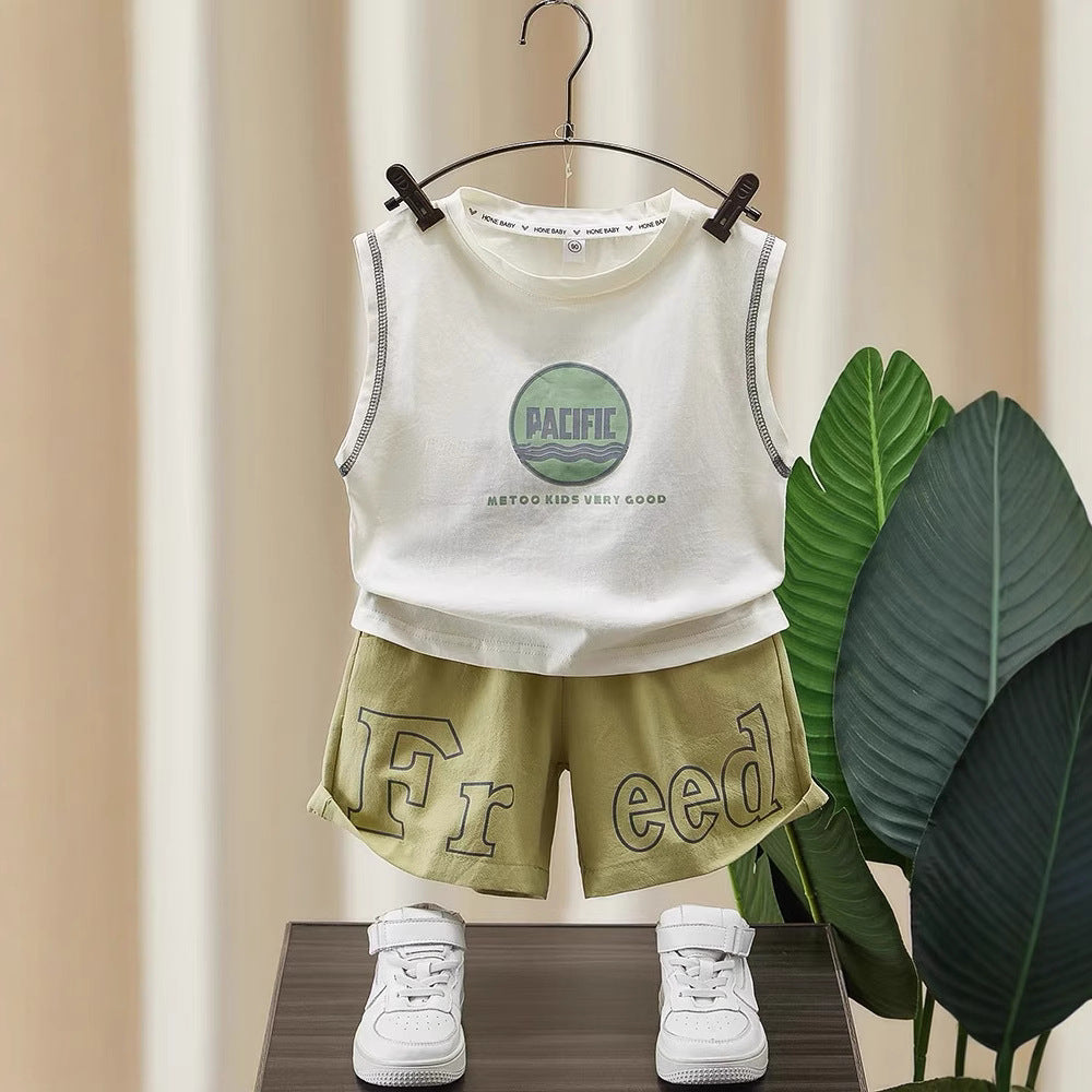 Kids' summer boys' tank top sleeveless vest set -  new summer collection - trendy two-piece outfit for stylish boys
