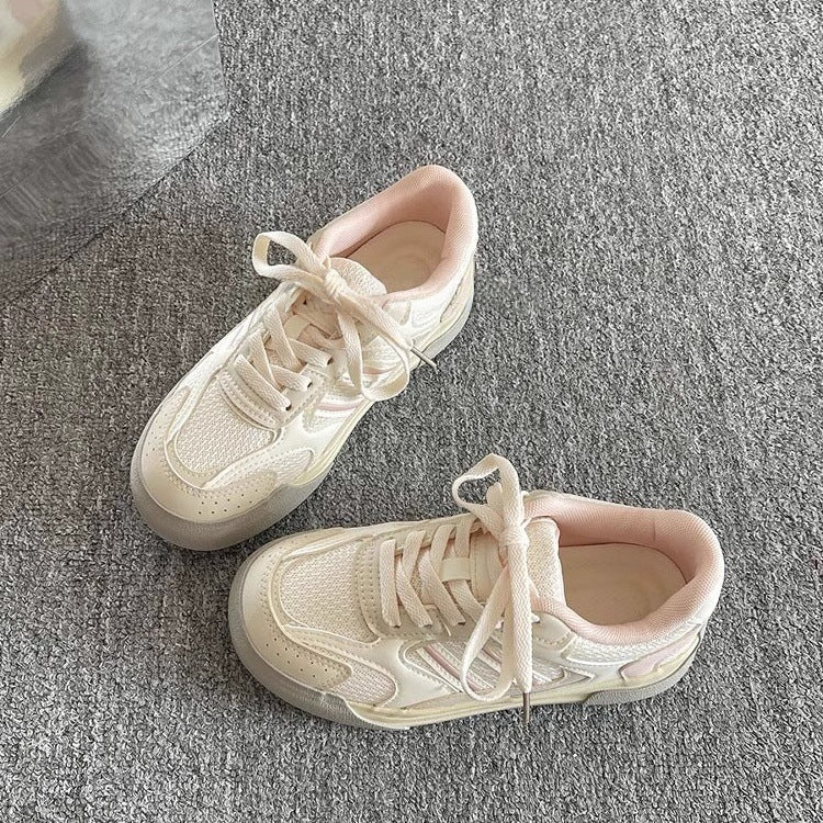Women's sneakers - mesh breathable casual shoes - trendy ins style - new spring/summer 2025 collection - versatile chunky platform white shoes