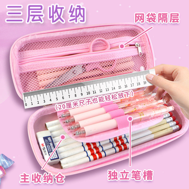 Large capacity cartoon 3d three-dimensional stationery box girl primary school students cute pencil case wholesale multi-functional decompression pencil case