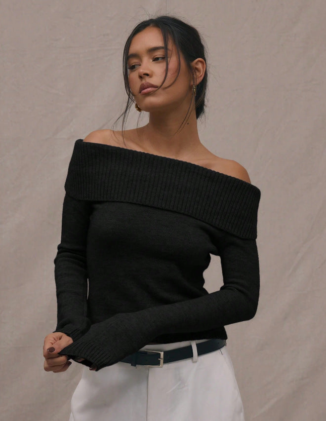 off-the-shoulder knit top: a chic and flattering short sleeve top for women - perfect for autumn