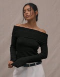 off-the-shoulder knit top: a chic and flattering short sleeve top for women - perfect for autumn