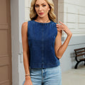 Fashion cross-border foreign trade  independent station summer new casual round neck straight-leg versatile slimming look denim vest