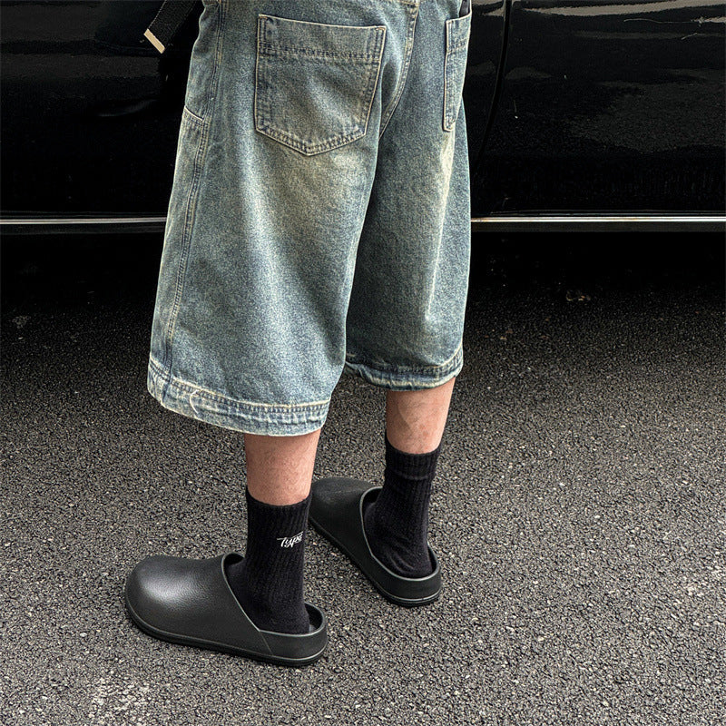 2025 new eva clog slippers for men - waterproof, no-hole half slippers, stylish couple's clogs