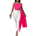 D394  supply cross-border women's fashion elegant bandeau top irregular sexy ladies' european and american wrap top