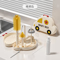Silicone portable bottle brush - baby & infant bottle cleaning brush with drain rack & storage box - travel cleaning brush