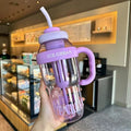 Summer's hottest selling women's high-style insulated tumbler! large capacity, portable, with straw, plastic cup, cute belly design, and handle