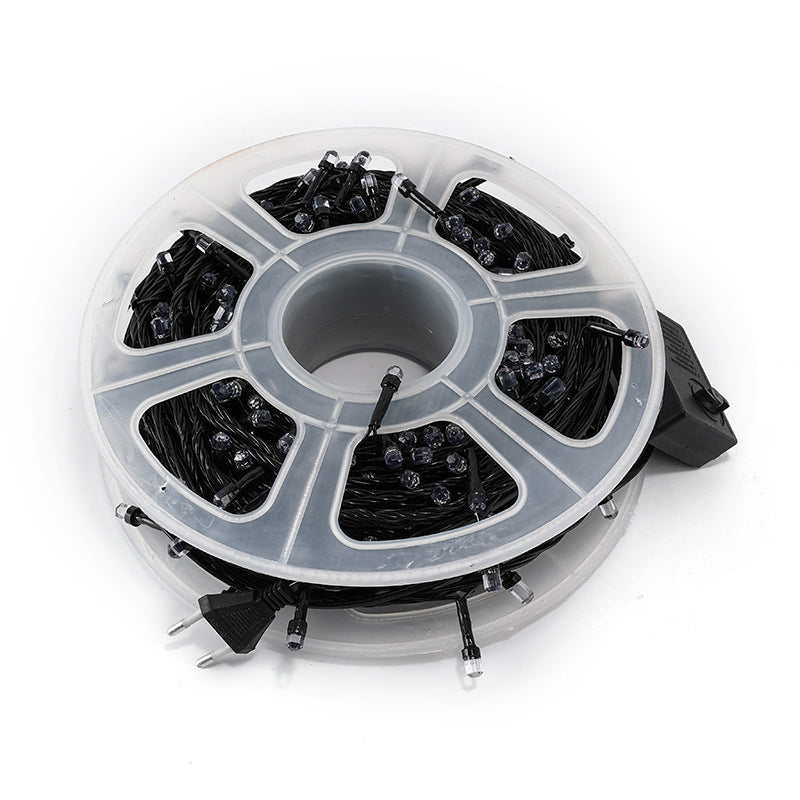 Black line reel round head hexagonal mist diamond V8Led flash lights string gypsy Christmas atmosphere decorative lights