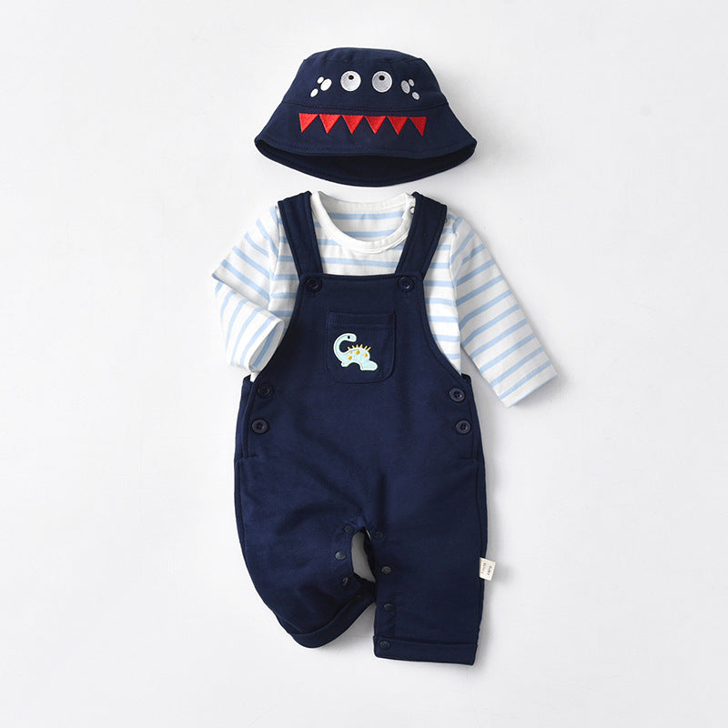 children's clothing  spring & fall baby overalls long-sleeved boys' suit trendy children's short-sleeved hooded spring & fall style