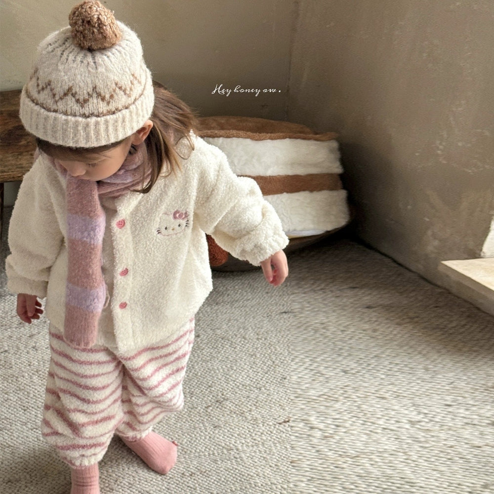 【matching family set】cartoon pajamas kids' half-fleece loungewear set  new autumn/winter thickened for boys and girls