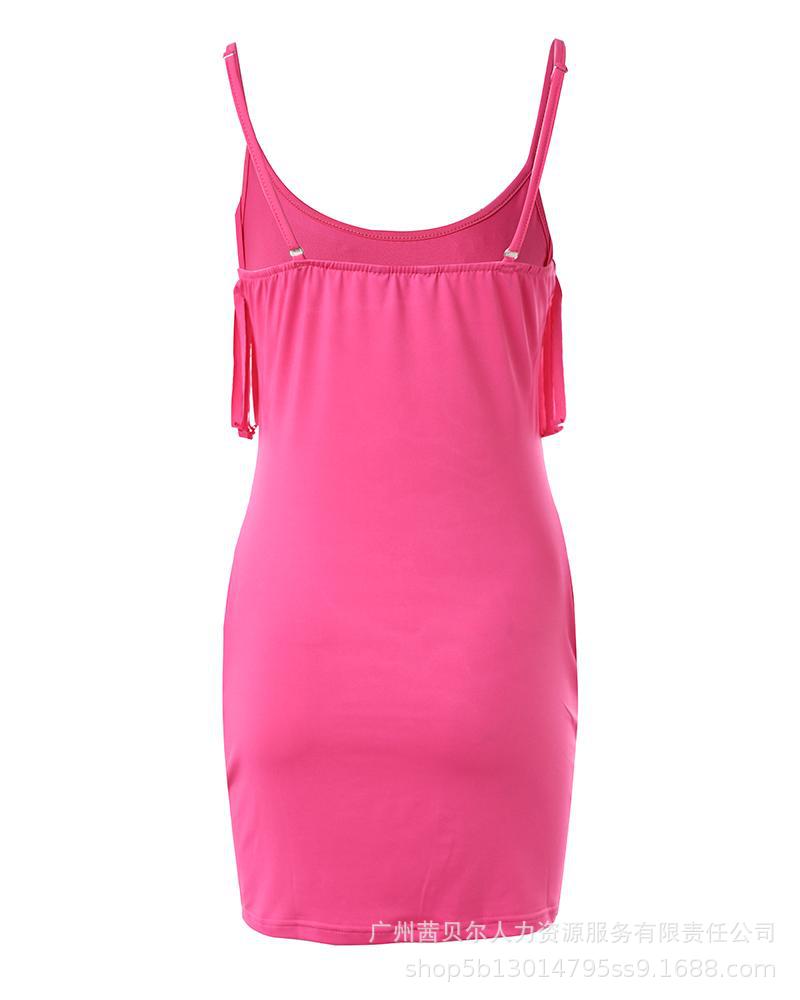 Shangxin Foreign Trade 2023 European and American tassel splicing suspender dress ODS3705W series